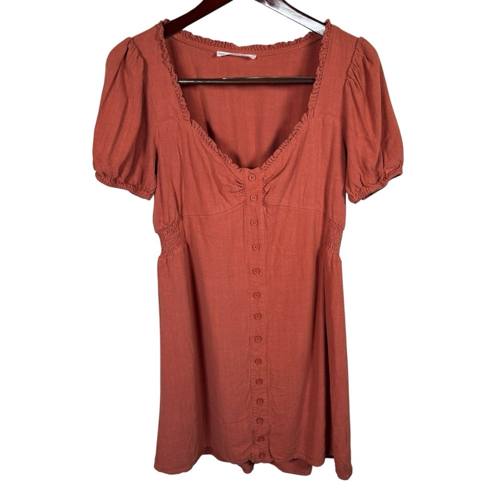 Elodie Sweet Floral Dress Sweetheart Size‎ Lg Linen Blend Cottagecore Lagenlook